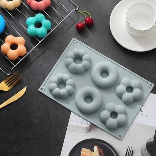 Donut Pan, 100% NonStick Silicone Donut Mold for 6 Full-Size Donuts, BPA Free Mold Sheet Tray, Easy Clean and Dishwasher