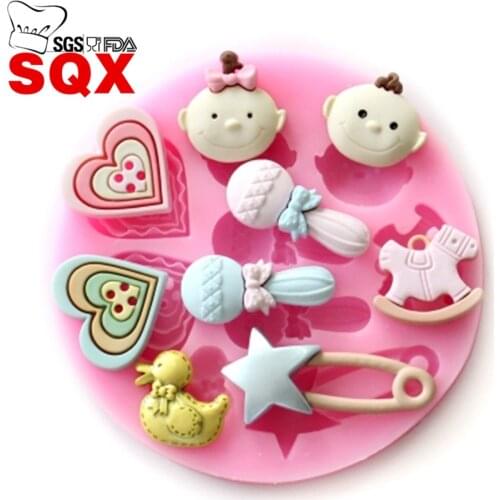 Baby / star / heart fondant molds, silicone mold soap, candle moulds, sugar craft tools, chocolate moulds, bakeware SQ1450