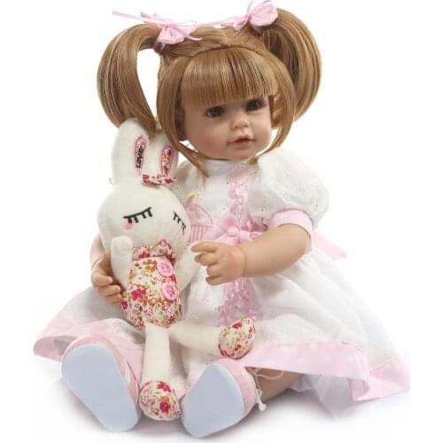 NPK original 50cm cotton body silicone bebe doll reborn girl toddler two color hair baby birthday Gift flexible soft touch