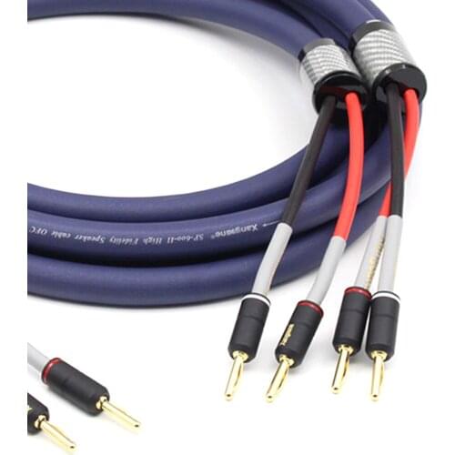 XangSang - Hifi Audio Speaker Cable Audiophile 2.5m OFC Speaker Cable + Red Copper Gold Plated Banana Plugs