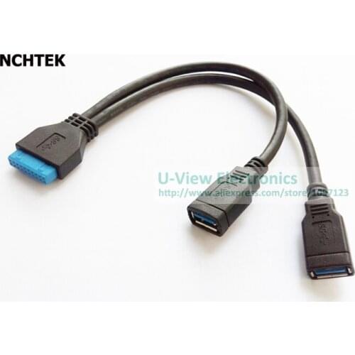 NCHTEK Dual USB3.0 Ports Female To Motherboard 20Pin Box Header Adapter Cable,USB3.0 Joiner Cable About 20CM/Free Shipping/10PCS