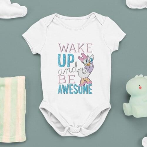 Four Seasons Newborn Jumpsuit Summer New Products Harajuku Disney Daisy Cartoon Pattern Short Sleeve Baby Girl Boy Romper 0-24M