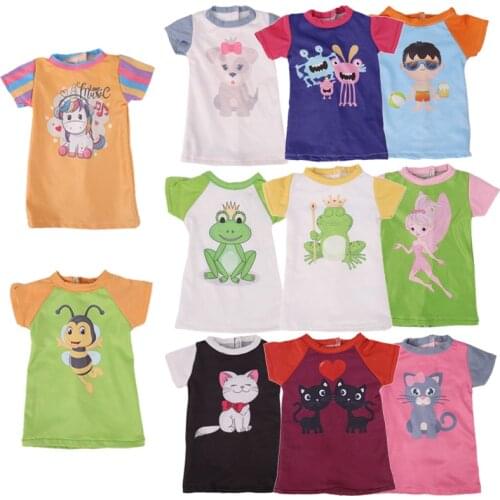 Doll Clothes Cartoon Pattern Frog Puppy Unicorn Fit 18 inch American&43 Cm Born Baby,Generation,Russian DIY Birthday Girls Toy