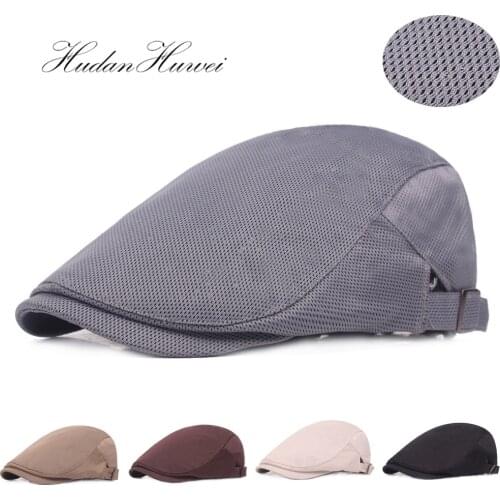 2020 Hot Sell Breathable Mesh Newsboy Cap Men Cabbie Cap Summer Streetwear Golf Hat Flat Caps Women Duckbill Hats