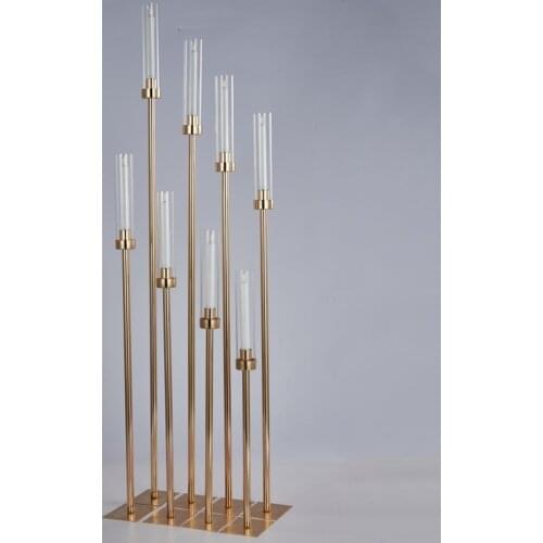 1 Pcs metal candlestick 8 heads acrylic candlestick wedding table center flower stand candlestick Glass lampshade