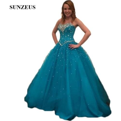 Sweetheart Off the Shoulder Ball Gown Sweet 16 Dresses Beaded Sequins Shiny Quinceanera Dresses 2021 Blue Tulle Prom Gownss