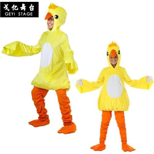 Cute Little Yellow Duck Stage Performance Cosplay Costume Animal Clothing Halloween Party Dress Hoodie for Adult Children