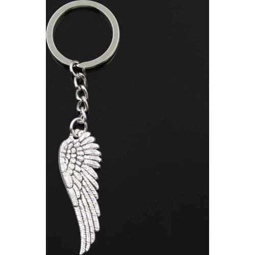 Fashion Angel Wings 50x17mm Pendant 30mm Key Ring Metal Chain Silver Color Men Car Gift Souvenirs Keychain Dropshipping