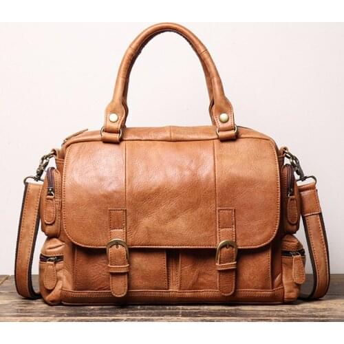 2020 New Mens Natural Leather Laptop Briefcase Single Shoulder Computer Bags Messenger Crossbody Bag Large Capacity Briefcases