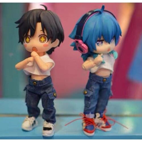 OB11 doll Dress Fits for 1/12 Size Fashionable Joker Jeans Pocket Fashion Pants Butt Pants Dark Blue Black and Grey