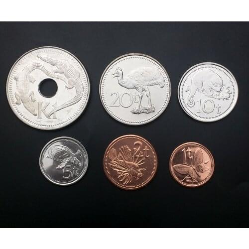 Papua New Guinea set 6 pieces 2004-06 Genuine Original Coins 100% Real Issuing Collection Coins Unc