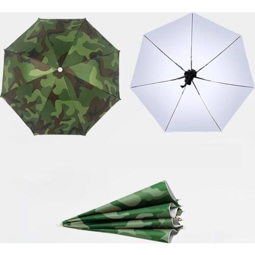 Portable Rain Umbrella Hat Army Green Foldable Outdoor Pesca Sun Shade Waterproof Camping Fishing Headwear Cap Beach Head Hats