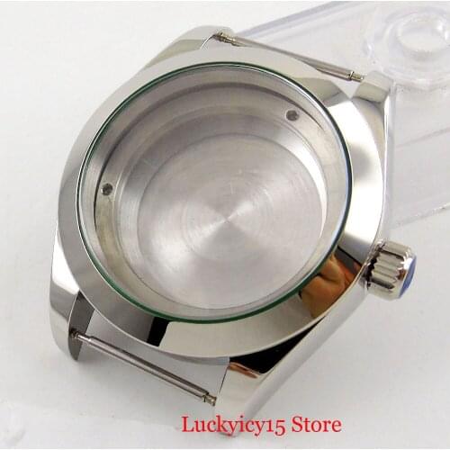Polished 40mm Stainless Steel Watch Case with Sapphire Glass Fit ETA 2836 MIYOTA 8215 Autoamtic Movement