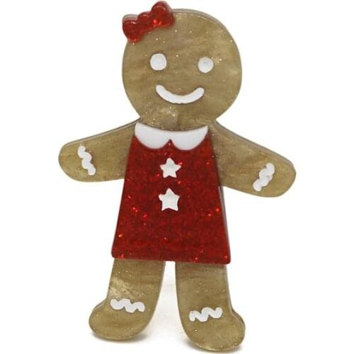 Gingerbread Man Women Brooches Pin Resin Acrylic Brooches Pins Fashion Dress Chirstmas Accessory Jewelry DCNovember