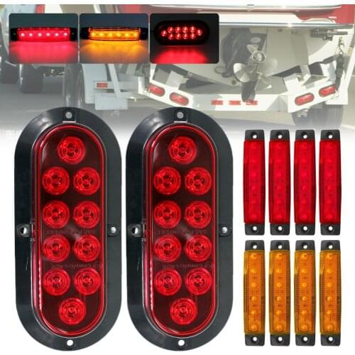 SALE 10PCS Car Light Set 12V 10LED Red Tail Light Brake Light 6LED Red/Yellow Side Marker Lights Waterproof for Trucks Trailers