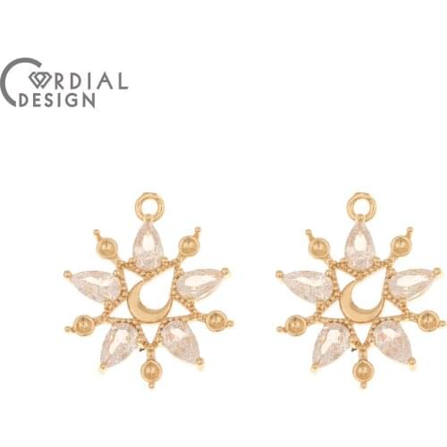 Cordial Design 50Pcs 17*20MM CZ Charms/Jewelry Findings & Components/Hand Made/Earrings Making/DIY Pendant/Jewelry Accessories