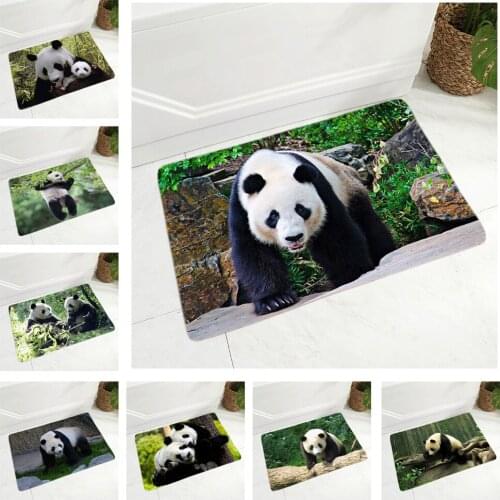 Cute Panda Doormat Non-Slip Super Soft Flannel 40x60cm Rug Decor Animal Floor Door Mat for Hallway Children Room