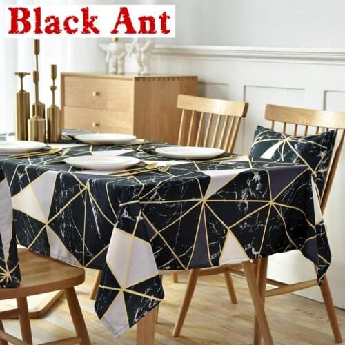 Tablecloth Oil-proof Black Printing Cotton Outdoor Rectangular Table Cover Tea Table Cloth Decoration ZB-JD002#40