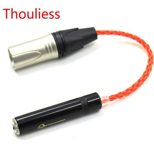 Thouliess UPOCC Single Crystal Silver 4-Pin XLR Male Balanced to 6.35mm 1/4 Female Audio Adapter Cable Connector