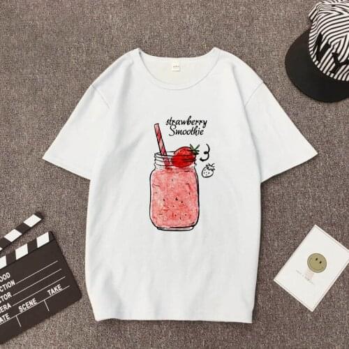 Cartoon Peach Juice T-shirt Women Aesthetic Grunge T shirt Women Harajuku Cute Kawaii Pink Summer Casual tshirt Funny Tops