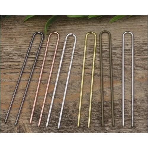 10pcs/lot 2x120mm U Shape Needle Bun Hair Sticks/Pins Hairpins Silver Plated Fashion Hairwear DIY Findings accessories