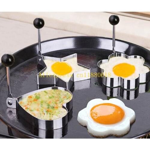 100pcs/lot Fast Shipping Wholesale Cook Fried Egg Pancake Stainless Steel Heart Shaper Mould Mold Kitchen Tool Rings