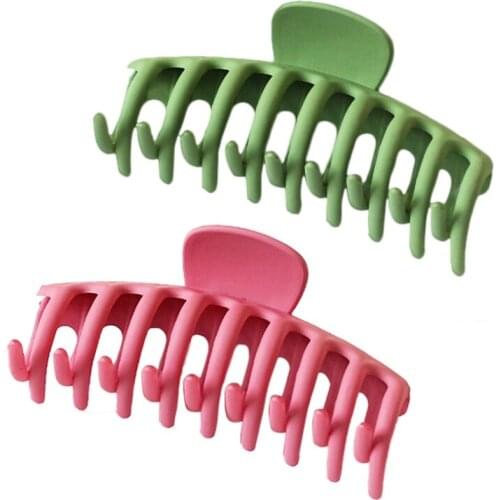 2Pcs Fashionable Hairpin Frosted Big Catch Hairpin Press Hair Side Clip Simple Back Head Shark Clip Headdress Female