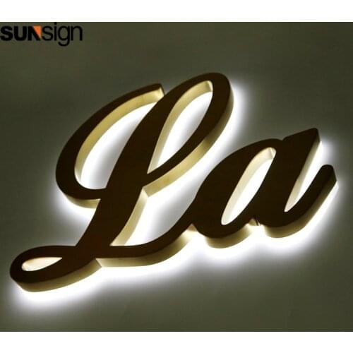 3D led backlit stainless steel sign halo lit signage channel letters