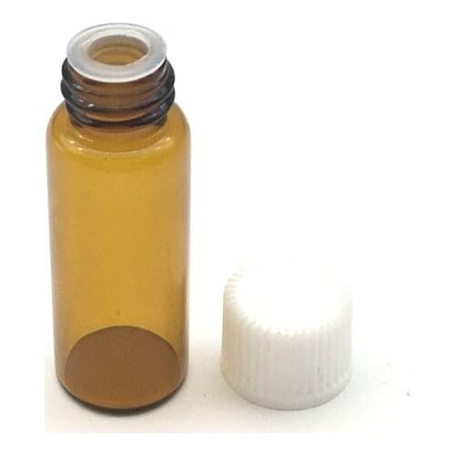 5pcs Small Perfume Sample Amber Glass Bottle with No Hole Screw Cap Mini Essential Oil 5ml Empty Vials