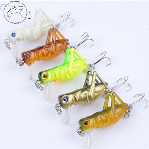 5Pcs/Lot Insect Fishing Baits 4cm/3g Bionic Grasshopper Fishing Lure Wobbler Tackle Crankbait Artificial Hard Isca For Fishing