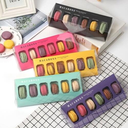 5pcs High Quality six color for wedding or party use macaron boxTransparent macaroon box with open window and plastic paper box