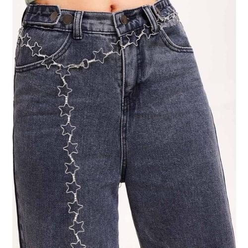 6pcs/lot Heart Five Star Shape Waist Chain Womens Simple Fashionable Party Body Belly Chain Jewelry Gift 105cm