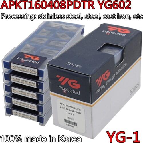 APKT160408PDTR YG602 100% original Korea YG-1 APKT1604 Carbide insert Processing: stainless steel, steel, cast iron, etc