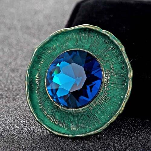 Antique Silver Men Jewelry Fashion Women Rhinestone Crystal Brooch pins vintage Statement Punk Hijab Accessories