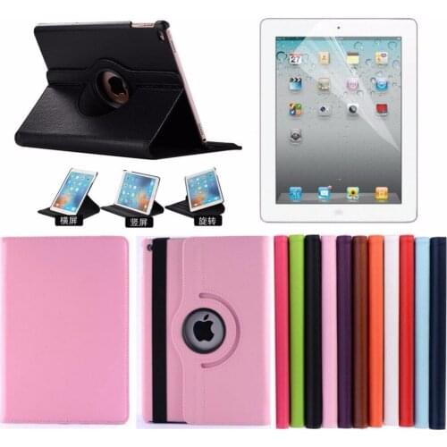 Gligle 360 Rotation stand leather case cover for iPad 2/3/4 tablet protective case 1pcs/Lot +screen film+touch pen Free shipping