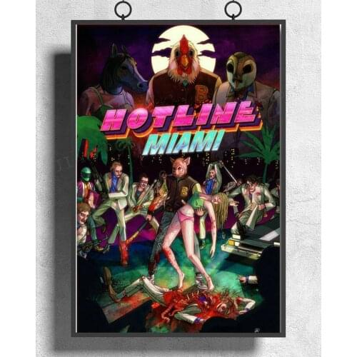 H041 Hotline Miami Game Wall Sticker Silk Poster Art Home Decoration