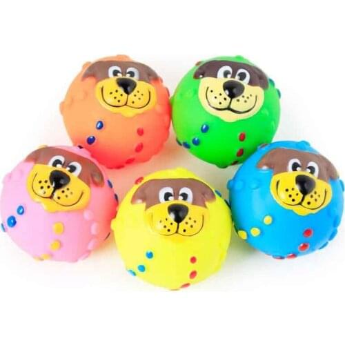 Toy Pets Interactive Vocal Ball Vinyl Vocal Dog Face Ball Small Dog Training Ball Dog Cat Toy 1pcs Random Color