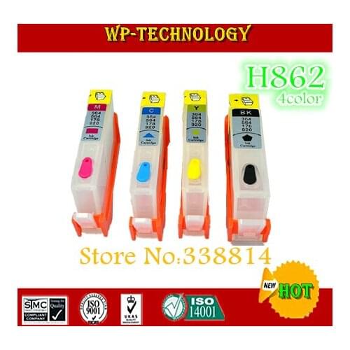 4PK Empty Refill cartridge suit for HP862 suit for HP photosmart C5324 C5370 C5373 C5380 C5383 C5388,with permanent chips