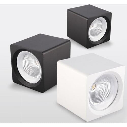 Square White/Black Dimmable Surface Mounted Ceiling Downlight High Power 8W 12W 15W 20W Ceiling Spot Light 3000K/4000K/6000K