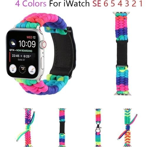 Nylon Weave Band for apple watch strap 6 SE 5 4 44mm 40mm Breathable Bracelet Belt for iWatch Bands 6 SE 3 2 38mm 42mm watchband
