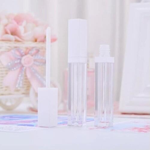 Wholesale 5ml Empty Lip Gloss Tube Container Plastic Clear Liquid Lipstick Bottle DIY Lipgloss Tubes Matte White Square TubeS