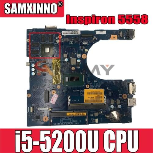 Original Laptop motherboard For DELL Inspiron 5558 i5-5200U Mainboard CN-0H23N7 0H23N7 LA-B843P SR23Y N16V-GM-B1 DDR3