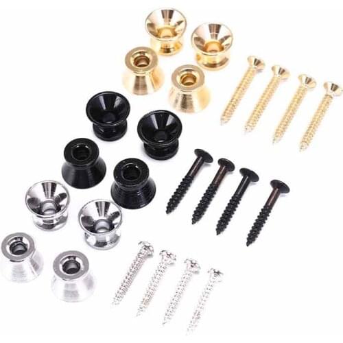IRIN 4pcs Bass Guitar Ukulele Strap Screw Buttons Lock Pins Pegs Pads Strap Lock StrapLock Black/ Silver/ Gold Choose