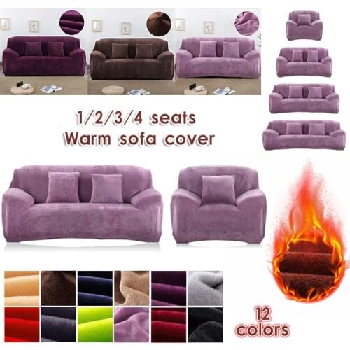 Plush Thicken Warm Sofa Cover All-inclusive Elastic Sectional Couch Cover for Living Room Chaise Longue L Shaped Couch Covers
