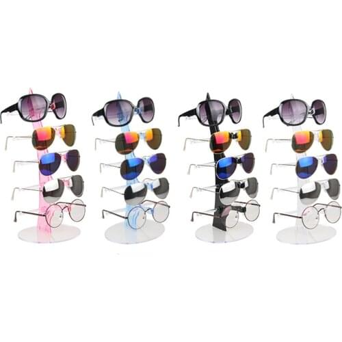 2 Pieces Black Clear Acrylic 5 Layer Eyeglasses Sunglasses Glasses Display Stand Holder Rack