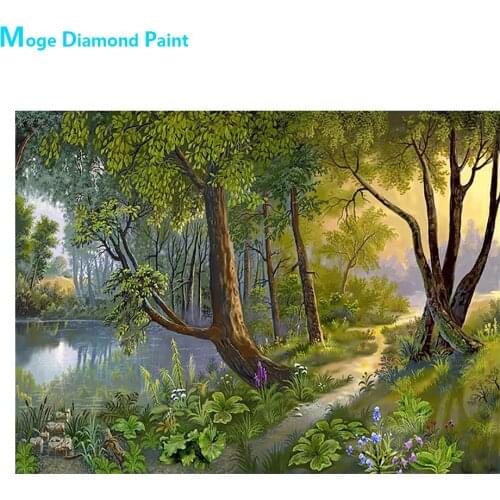 Field Forest Tree Winding Trail Diamond Painting Scenic Round Full Drill Nouveaute DIY Mosaic Embroidery 5D Cross Stitch Gifts