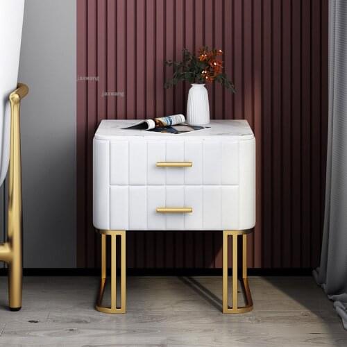 Modern Minimalist Small Apartment Bedside Table Nordic Leather Bedroom Storage Cabinet Home Hotel Dormitory Nightstands Locker