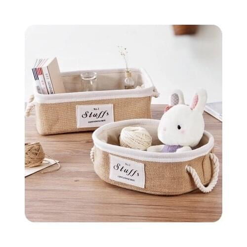 Simple Jute Storage Basket Desktop Sundries Storage Box Fabric Portable Snacks Finishing Storage Box