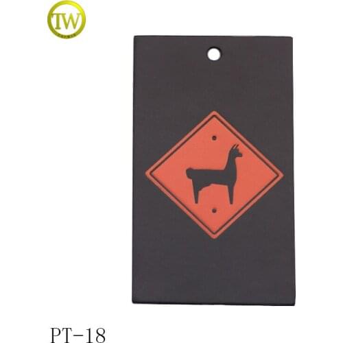 PT18 custom black emboss logo paper hang tag Garment Hang Jeans Paper Tag Design
