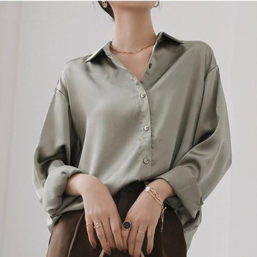 REALEFT Satin Blouses